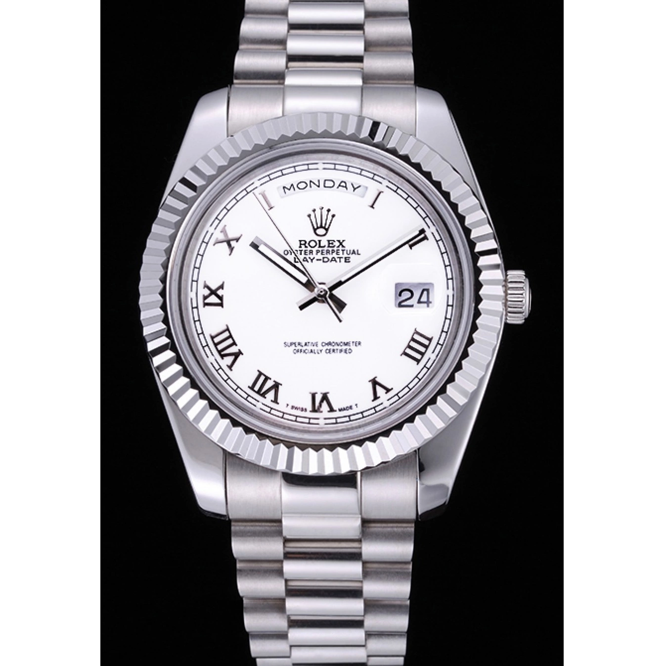 Aaa fake watches Rolex Steel White Bracelet Stainless 622547 Day-Date Dial 0821